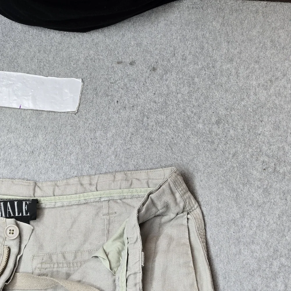 International Male Men Pants 34 Beige Linen Dress Pants Button 30